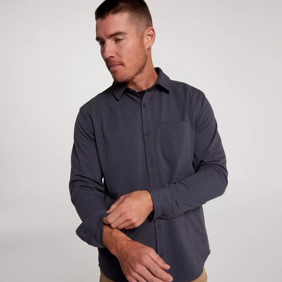 Men's Slate Gray Casual Button Down Shirt - Picture 1 of 4